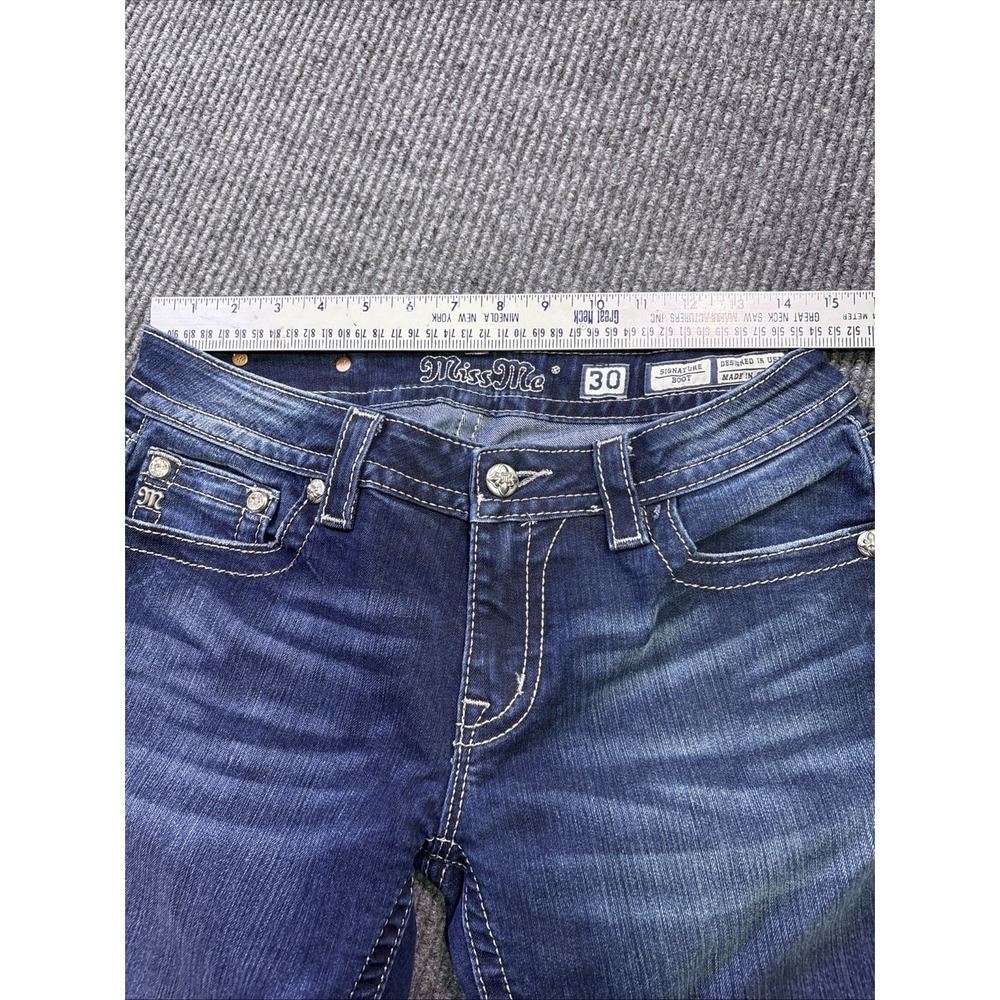 Miss Me Easy Boot Jeans Women's 30x33 Embellished Rhinestone horseshoe cross Y2K - Picture 6 of 11